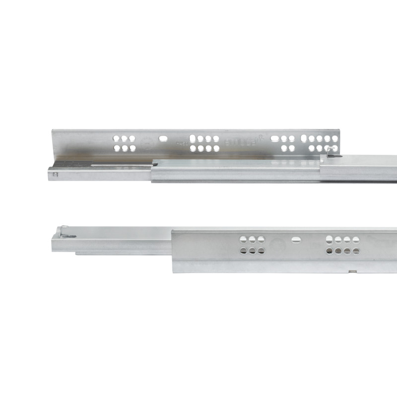 Set di guide per cassetti a scomparsa Silver, estrazione totale, chiusura soft, Profondità 300 mm, Acciaio, Zincato bianco