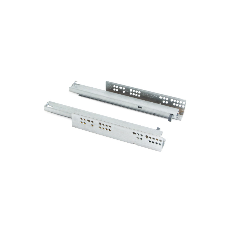 Set di guide per cassetti a scomparsa Silver, estrazione totale, chiusura soft, profondità 550 mm, Acciaio, Zincato bianco