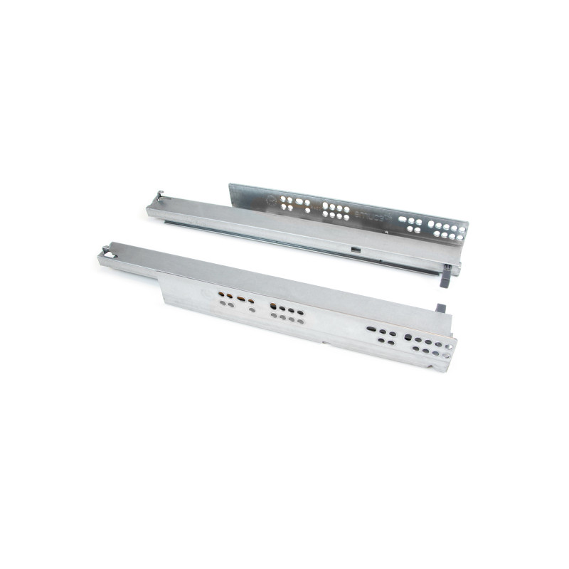 Set di guide per cassetti a scomparsa Silver, estrazione totale, push, profondità 300 mm, Acciaio, Zincato bianco