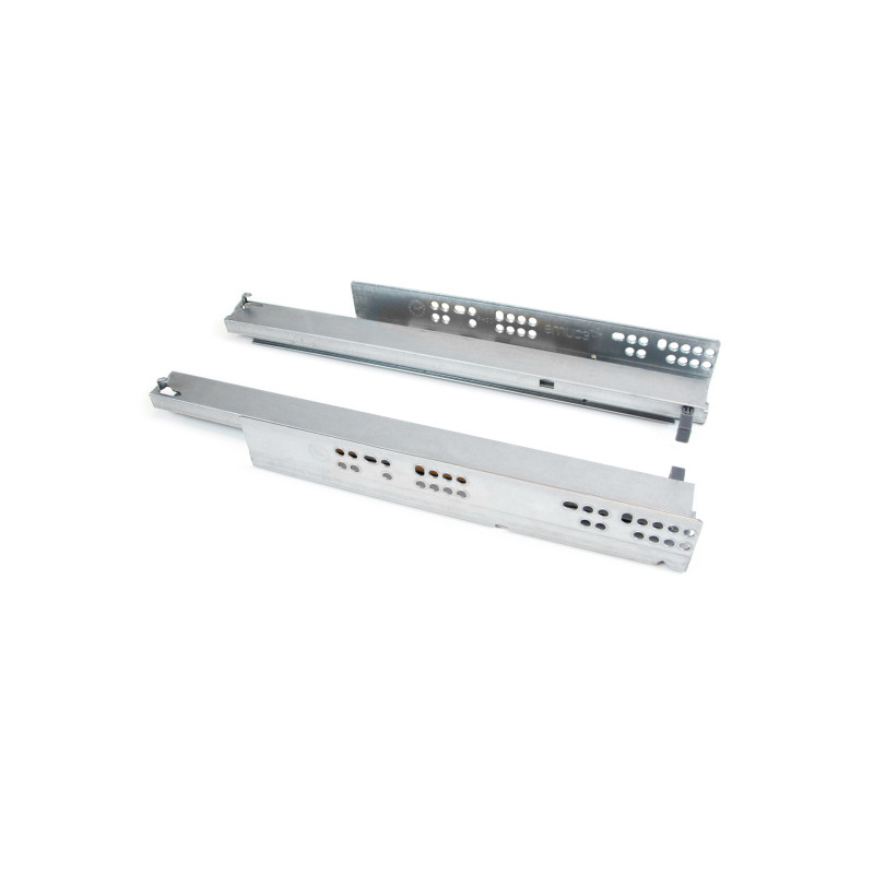 Set di guide per cassetti a scomparsa Silver, estrazione totale, push, profondità 450 mm, Acciaio, Zincato bianco