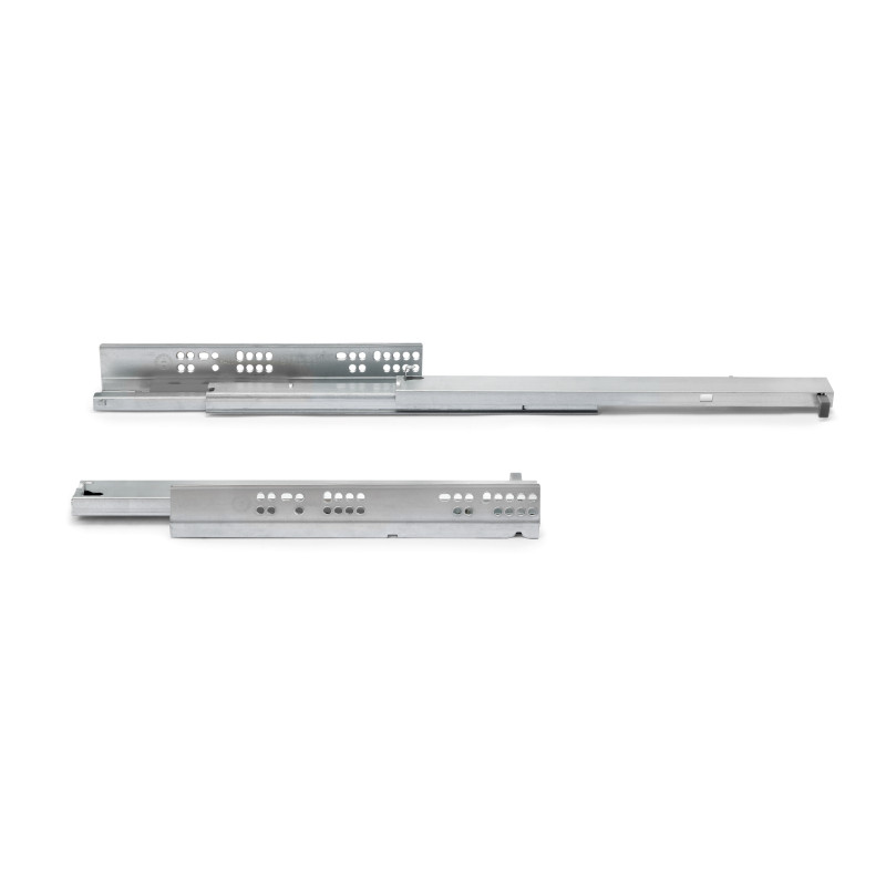 Set di guide per cassetti a scomparsa Silver, estrazione totale, push, profondità 500 mm, Acciaio, Zincato bianco