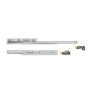 Set di guide per cassetti a scomparsa Silver, estrazione totale, con chiusura soft e aggancio, profondità 440 mm, Acciaio