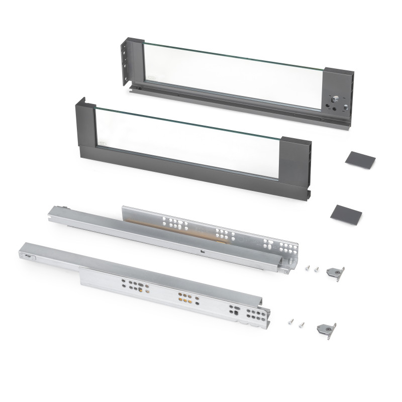 Cassetto esterno Vertex 40 kg con laterale in vetro 131 mm di altezza, 500 mm di profondità, Acciaio, Alluminio e Vetro, G