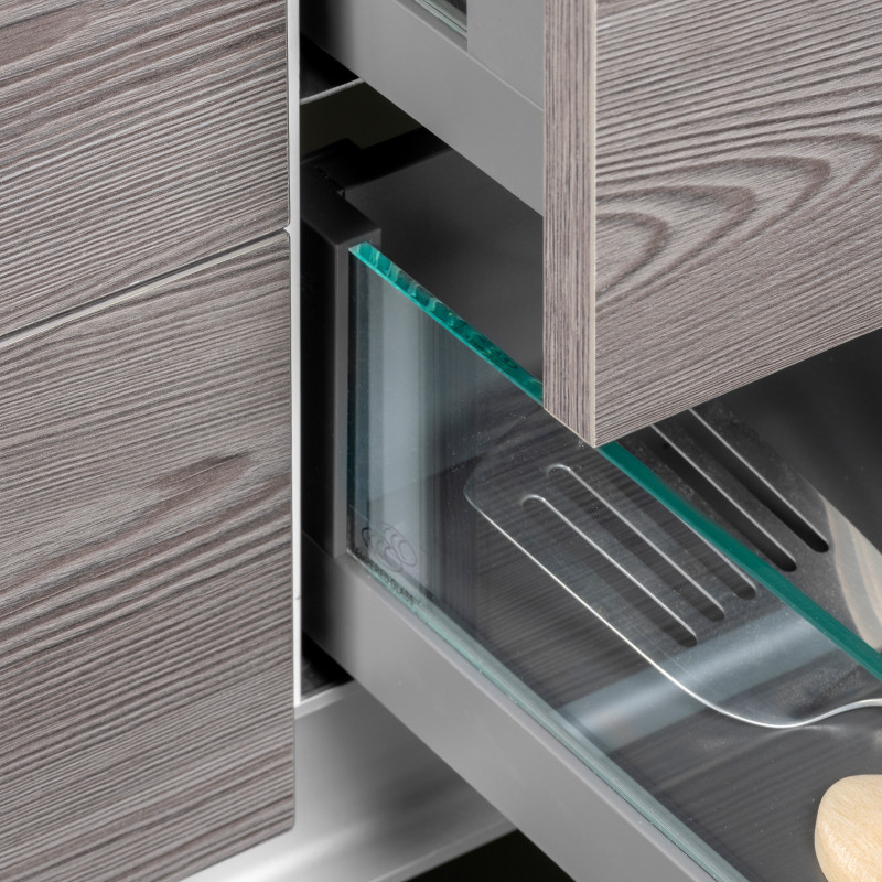 Cassetto esterno Vertex 40 kg con laterale in vetro 131 mm di altezza, 500 mm di profondità, Acciaio, Alluminio e Vetro, G