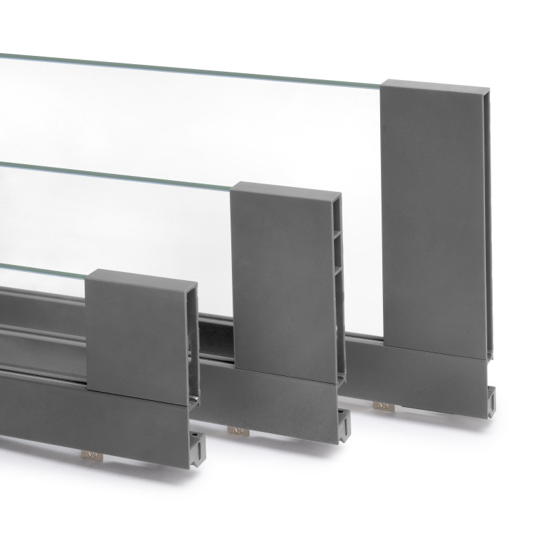 Cassetto esterno Vertex 40 kg con laterale in vetro 131 mm di altezza, 500 mm di profondità, Acciaio, Alluminio e Vetro, G