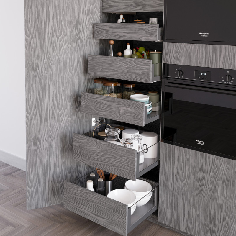 Cassetto esterno Vertex 40 kg con laterale in vetro 178 mm di altezza, 450 mm di profondità, Acciaio, Alluminio e Vetro, G
