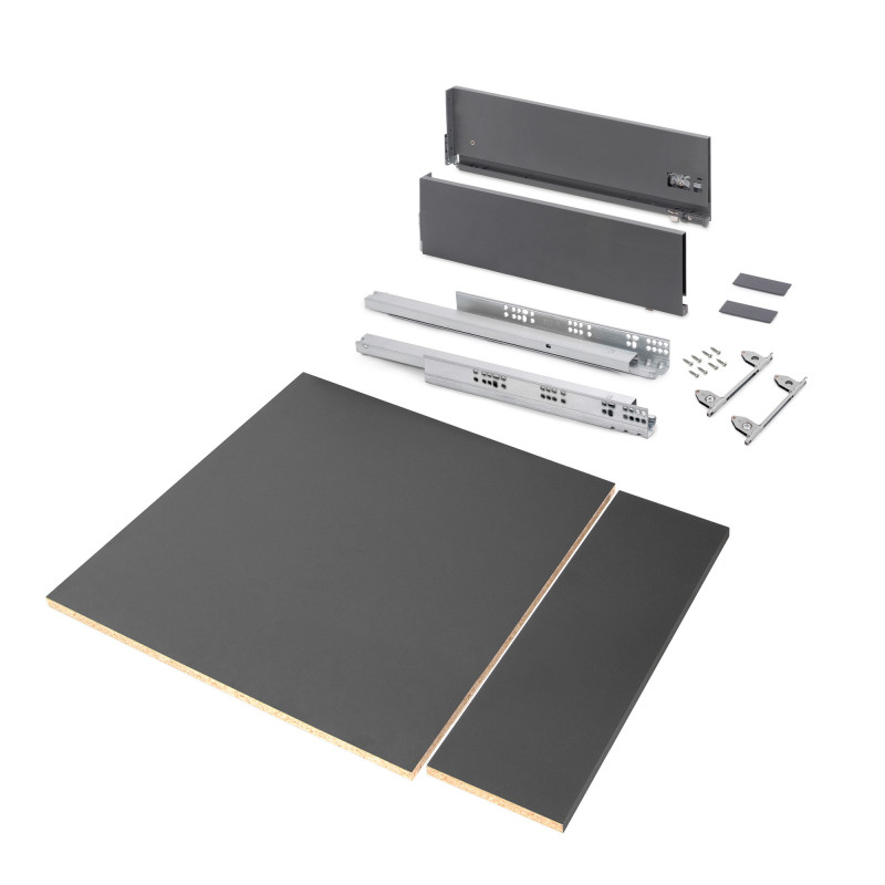Kit di cassetti per cucina o bagno Vertex con regolazione 3D, altezza 178 mm, con pannelli inclusi, modulo 900 mm, Vernici