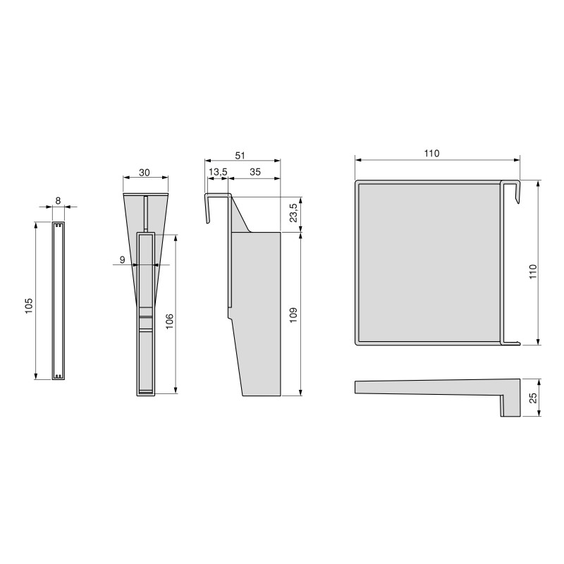 Cassetto esterno Vertex con regolazione 3D altezza 93mm, 40kg, profondità 350mm, Acciaio, Verniciato bianco