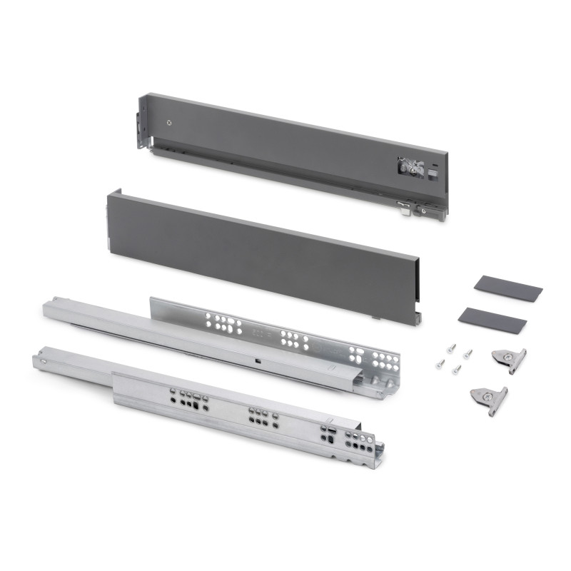 Emuca Cassetto esterno Vertex con regolazione 3D altezza 93mm, 40kg, profondità 450mm, Acciaio, Verniciato bianco