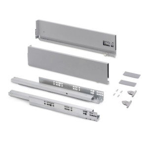 Emuca Cassetto esterno Vertex con regolazione 3D altezza 131mm, 40kg, profondità 450mm, Acciaio, Grigio antracite