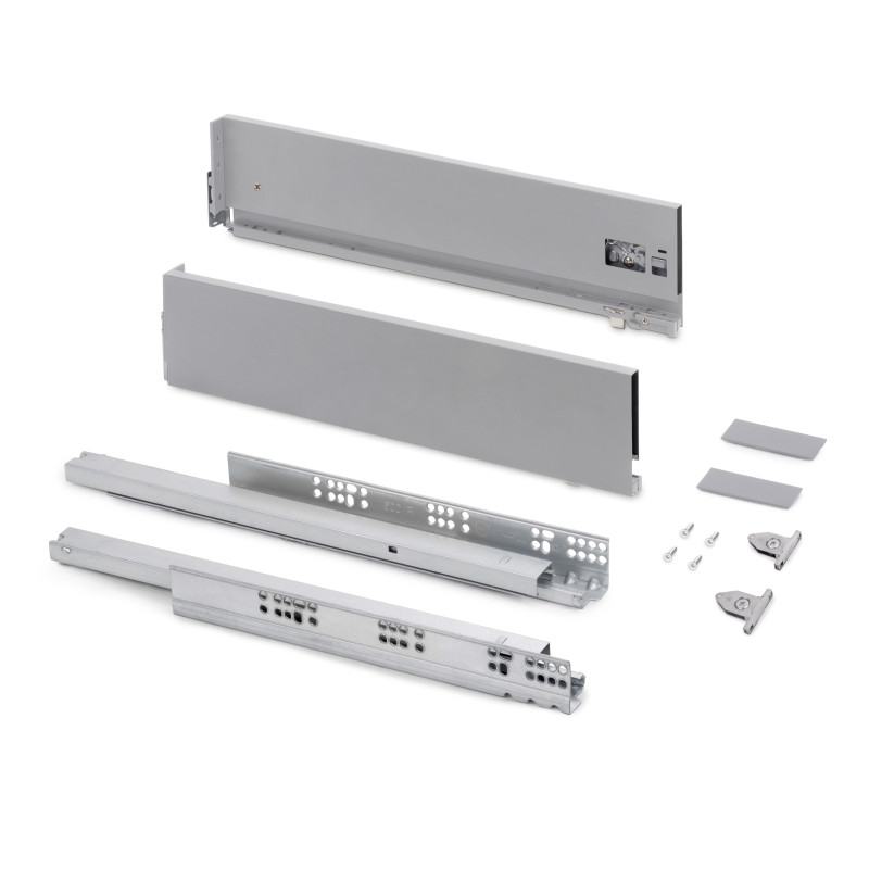 Cassetto esterno Vertex con regolazione 3D altezza 131mm, 40kg, profondità 500mm, Acciaio, Grigio antracite