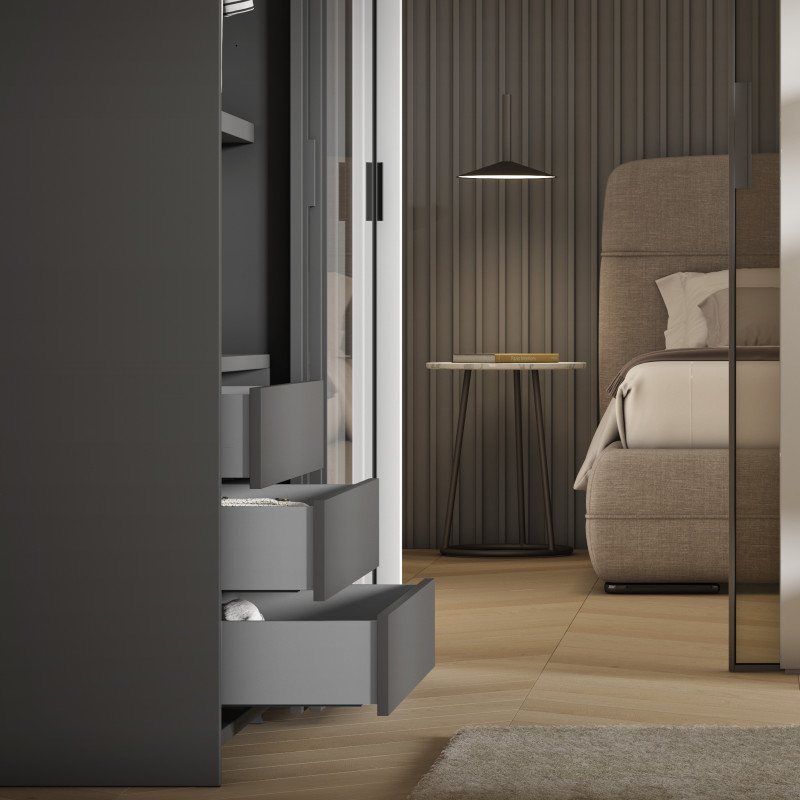 Cassetto esterno Vertex con regolazione 3D altezza 131mm, 40kg, profondità 500mm, Acciaio, Grigio antracite