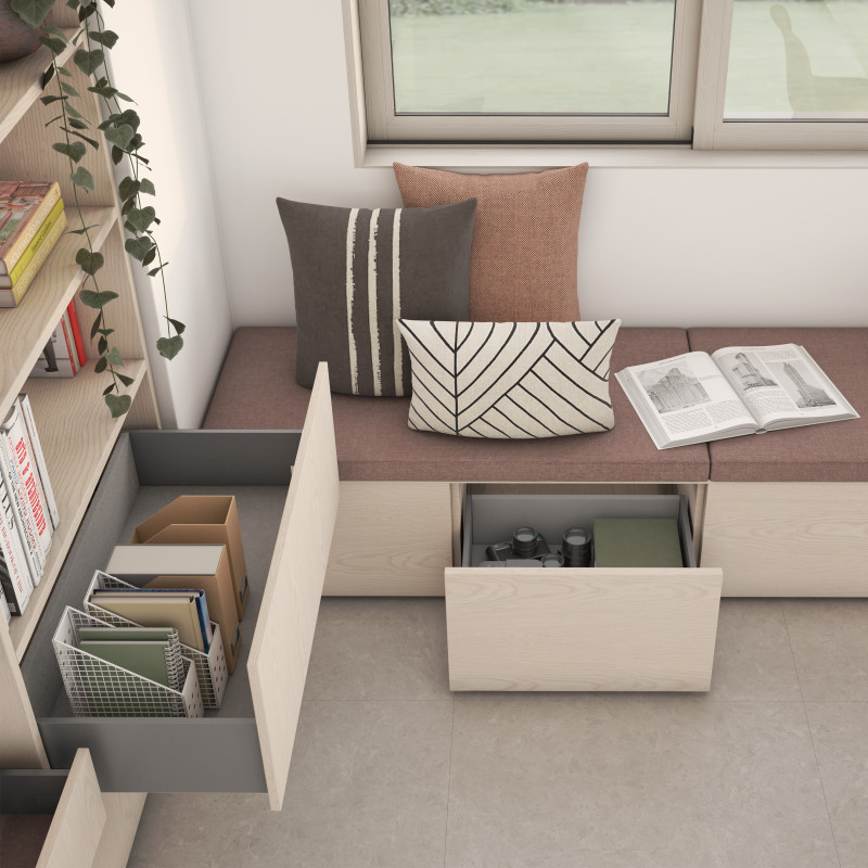 Cassetto esterno Vertex con regolazione 3D altezza 178mm, 40kg, profondità 350mm, Acciaio, Grigio antracite