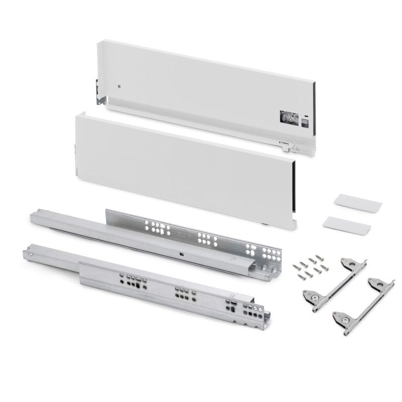Cassetto esterno Vertex con regolazione 3D altezza 178mm, 40kg, profondità 450mm, Acciaio, Verniciato alluminio