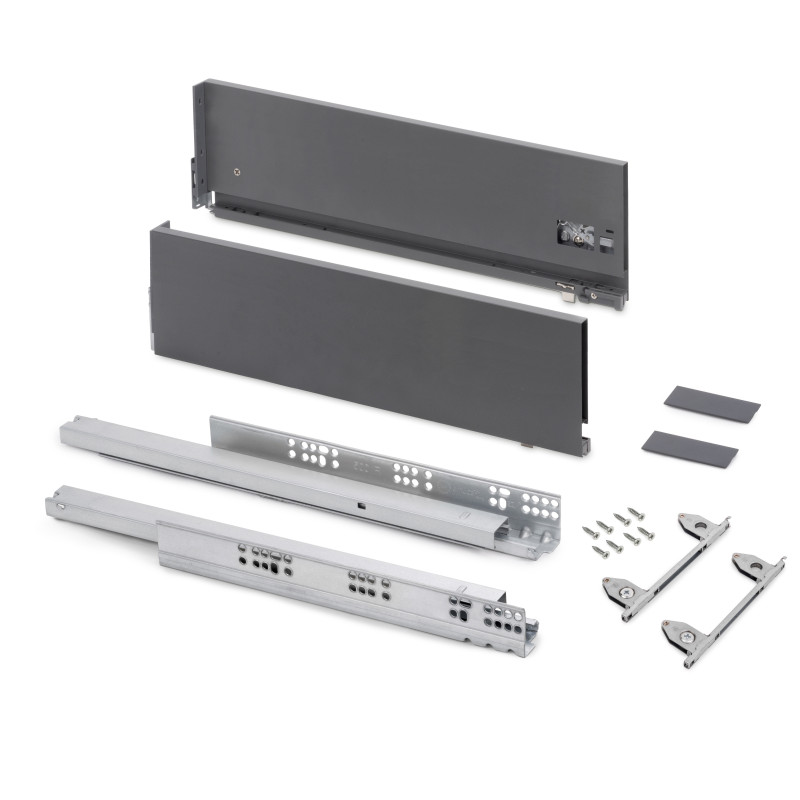 Cassetto esterno Vertex con regolazione 3D altezza 178mm, 40kg, profondità 500mm, Acciaio, Verniciato bianco