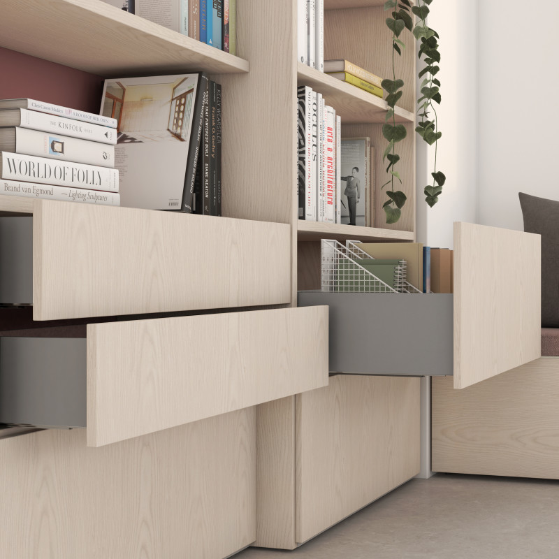 Emuca Cassetto esterno Vertex con regolazione 3D altezza 178mm, 40kg, profondità 450mm, Acciaio, Grigio antracite