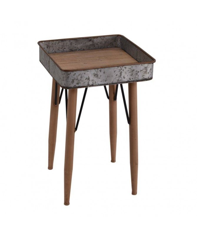 Tavolino quadrato con vassoio in metallo