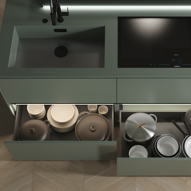 Cassetto esterno Vertex con regolazione 3D altezza 93mm, 40kg, profondità 300mm, Acciaio, Verniciato bianco