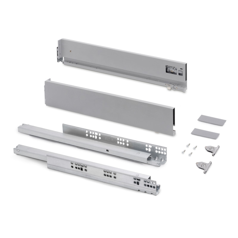 Cassetto esterno Vertex con regolazione 3D altezza 93mm, 40kg, profondità 300mm, Acciaio, Grigio antracite
