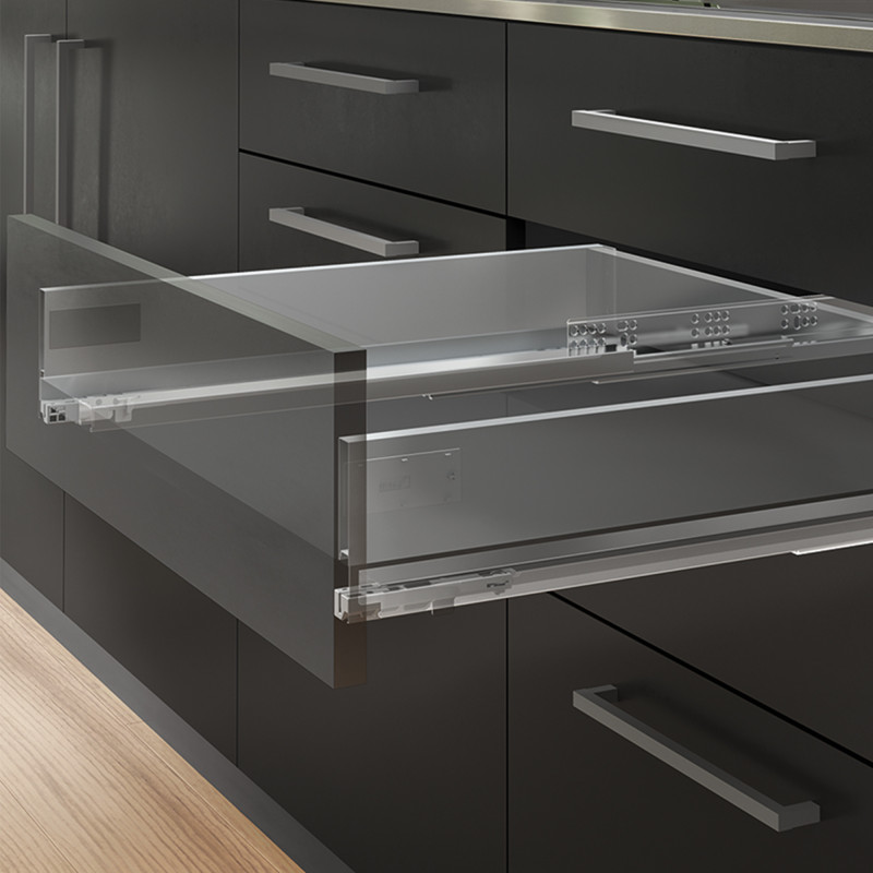 Cassetto esterno Vertex con regolazione 3D altezza 93mm, 40kg, profondità 400mm, Acciaio, Verniciato bianco