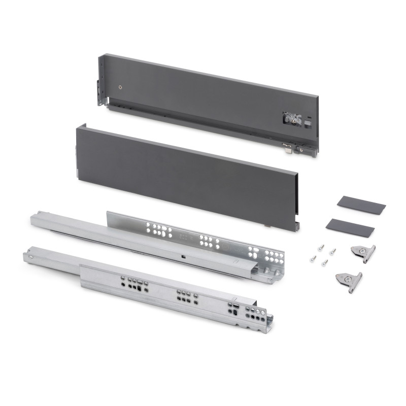 Cassetto esterno Vertex con regolazione 3D altezza 93mm, 40kg, profondità 550mm, Acciaio, Verniciato bianco