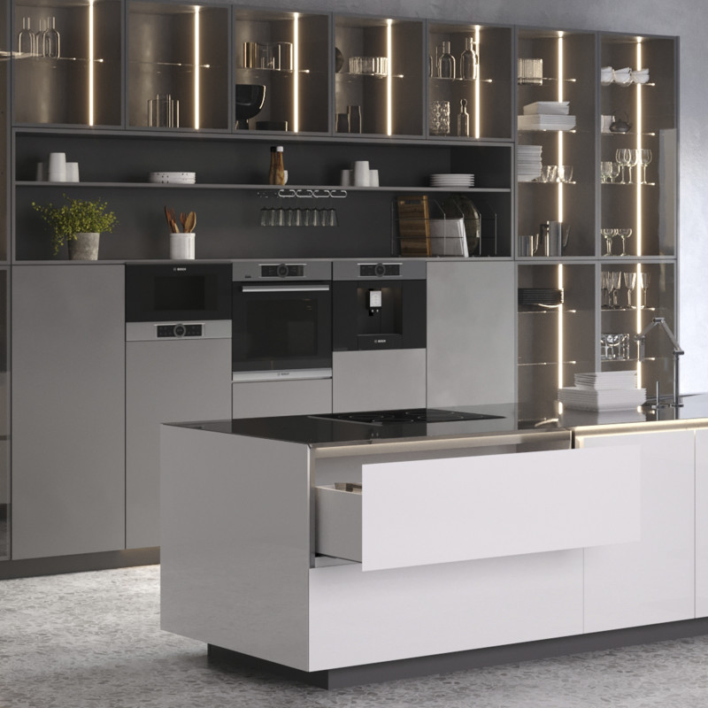 Cassetto esterno Vertex con regolazione 3D altezza 93mm, 40kg, profondità 550mm, Acciaio, Grigio antracite