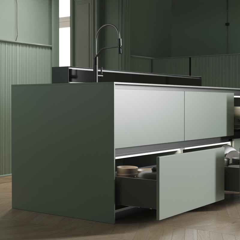 Cassetto esterno Vertex con regolazione 3D altezza 131mm, 40kg, profondità 400mm, Acciaio, Verniciato bianco