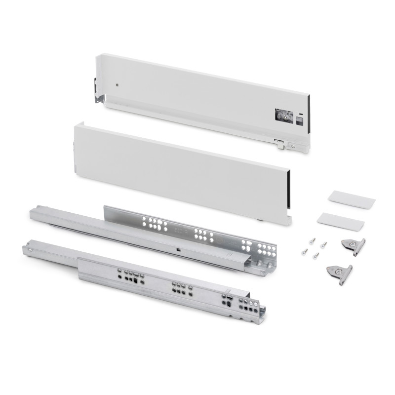 Emuca Cassetto esterno Vertex con regolazione 3D altezza 131mm, 40kg, profondità 300mm, Acciaio, Grigio antracite