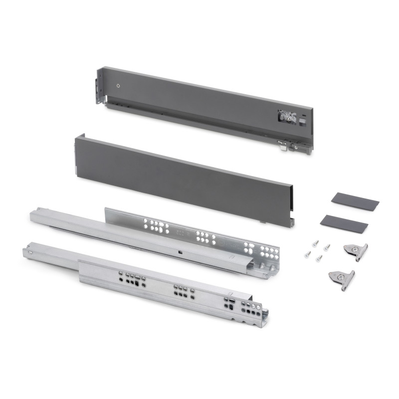 Cassetto esterno Vertex con regolazione 3D altezza 83mm, 40kg, profondità 500mm, Acciaio, Verniciato bianco