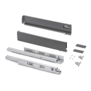 Emuca Cassetto esterno Vertex con regolazione 3D altezza 93mm, 60kg, profondità 500mm, Acciaio, Verniciato bianco