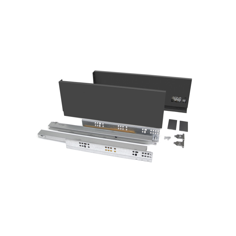 Cassetto Vertex Push Sincro con regolazione 3D, altezza 93mm , 40kg, profondità 350mm, Acciaio, Verniciato bianco