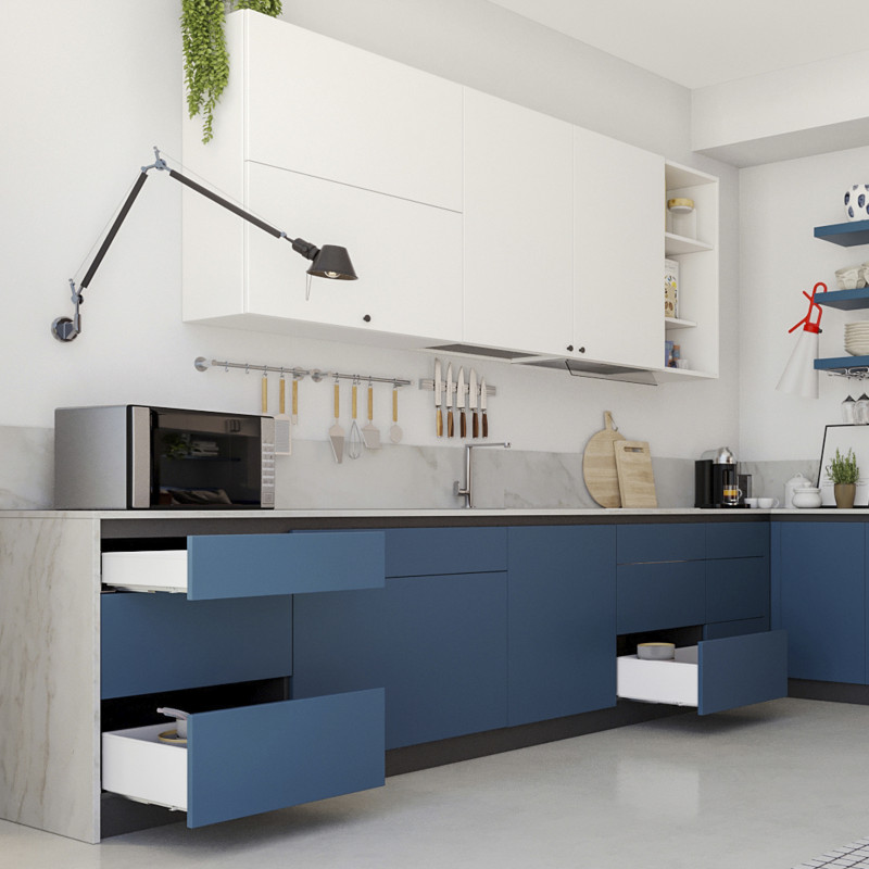 Emuca Cassetto esterno Simplex 25 kg, altezza 122 mm, profondità 490 mm, Acciaio, Grigio antracite