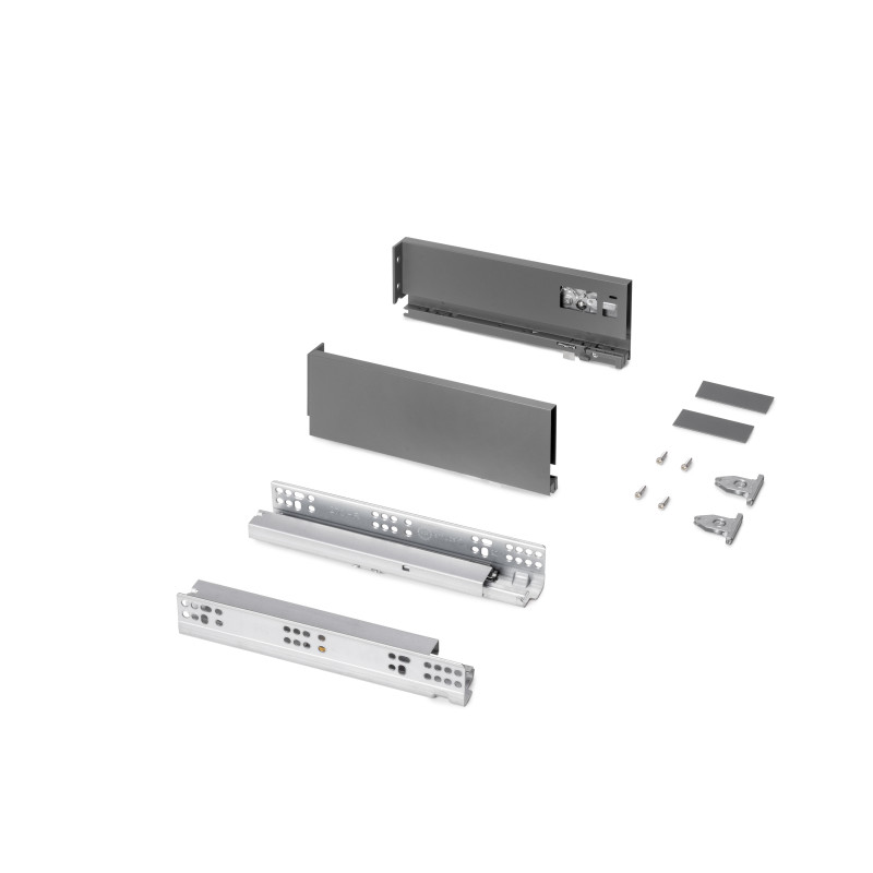 Cassetto esterno Protone 30kg, guide di estrazione totale con una chiusura soft, altezza 93mm, profondità 300mm, Acciaio