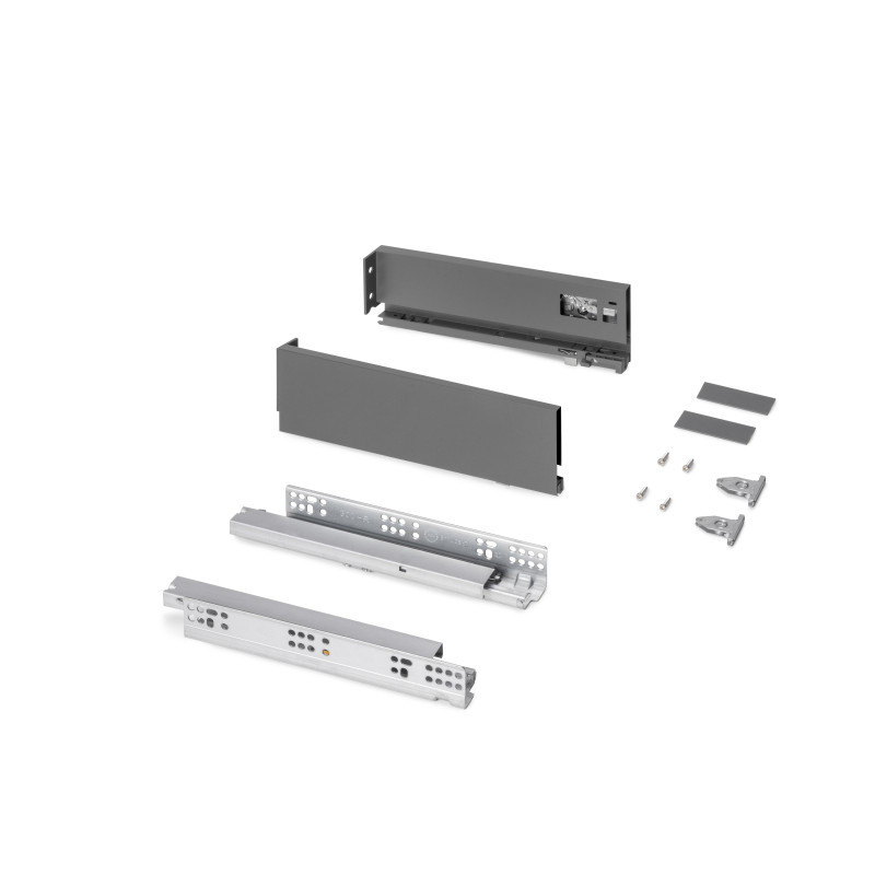 Cassetto esterno Protone 30kg, guide di estrazione totale con una chiusura soft, altezza 93mm, profondità 350mm, Acciaio