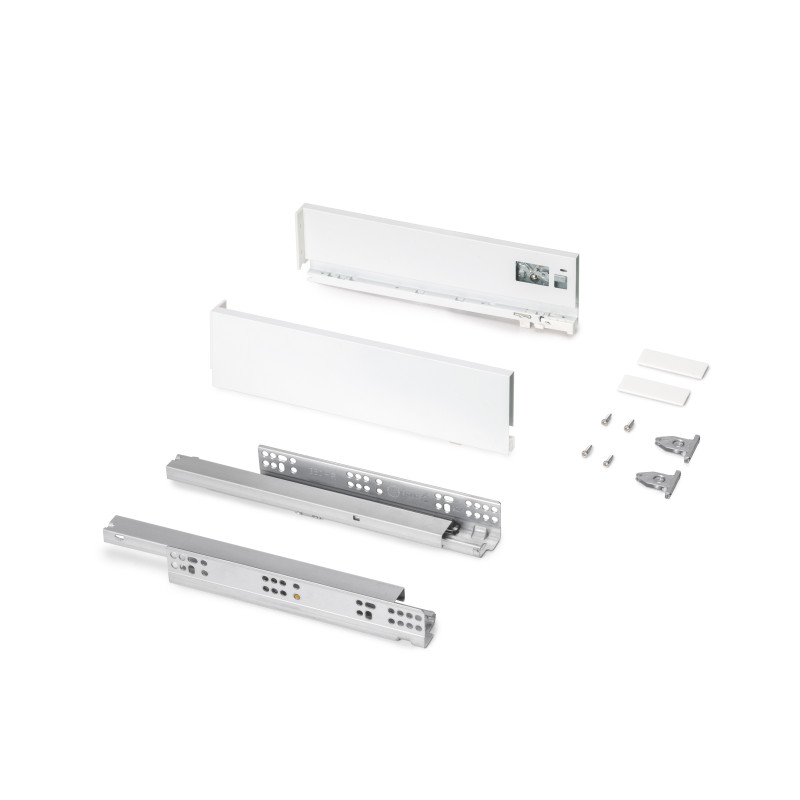 Cassetto esterno Protone 30kg, guide di estrazione totale con una chiusura soft, altezza 93mm, profondità 350mm, Acciaio