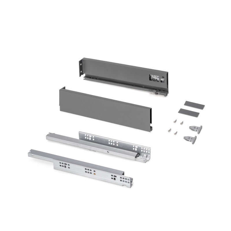 Cassetto esterno Protone 30kg, guide di estrazione totale con una chiusura soft, altezza 93mm, profondità 450mm, Acciaio