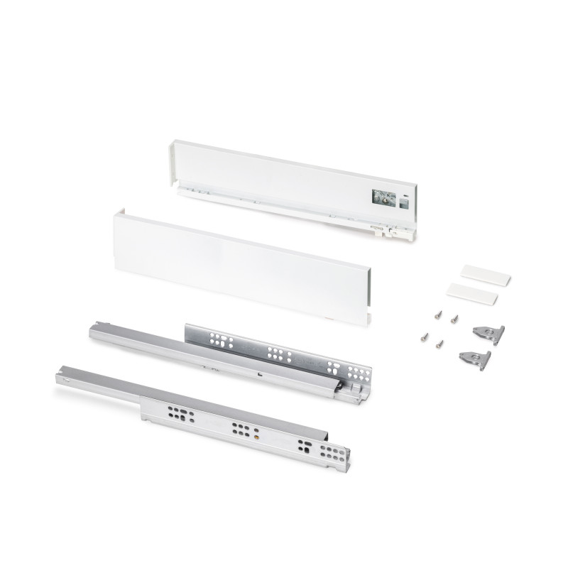Cassetto esterno Protone 30kg, guide di estrazione totale con una chiusura soft, altezza 93mm, profondità 450mm, Acciaio