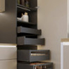 Cassetto esterno Protone 30kg, guide di estrazione totale con una chiusura soft, altezza 131mm, profondità 300mm, Acciaio