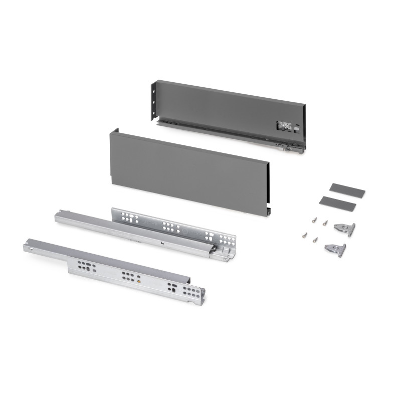 Cassetto esterno Protone 30kg, guide di estrazione totale con una chiusura soft, altezza 131mm, profondità 450mm, Acciaio