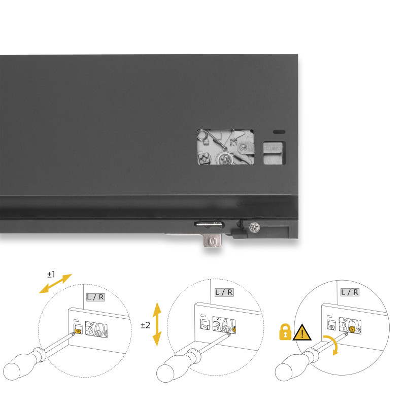 Cassetto esterno Protone 30kg, guide di estrazione totale con una chiusura soft, altezza 131mm, profondità 400mm, Acciaio