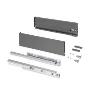 Emuca Cassetto esterno Protone 30kg, guide di estrazione totale con una chiusura soft, altezza 178mm, profondità 350mm, Acciaio