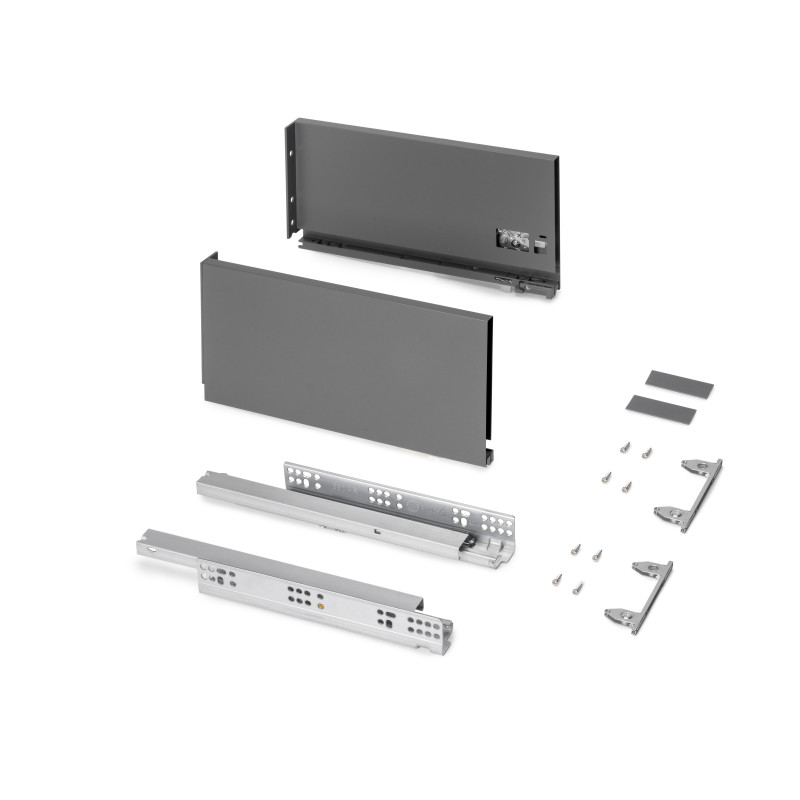 Cassetto esterno Protone 30kg, guide di estrazione totale con una chiusura soft, altezza 178mm, profondità 400mm, Acciaio