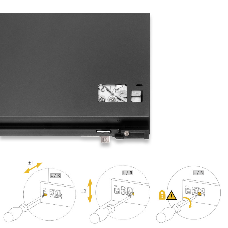 Cassetto esterno Protone 30kg, guide di estrazione totale con una chiusura soft, altezza 178mm, profondità 400mm, Acciaio