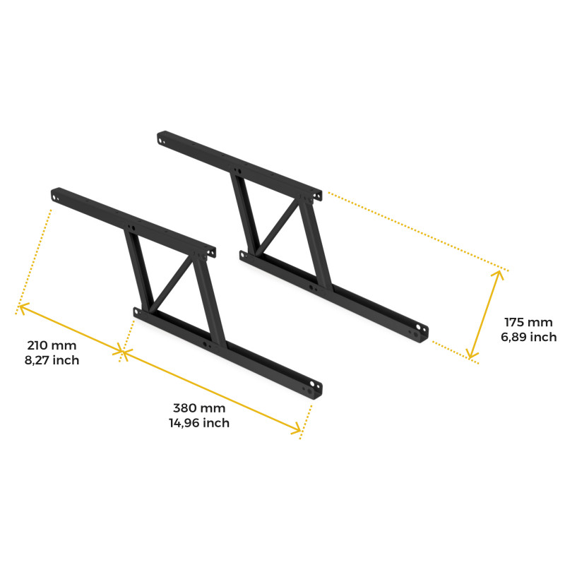 Set di meccanismi di sollevamento per tavolini, permette di alzare il tavolo di 192mm, Acciaio, Verniciato nero