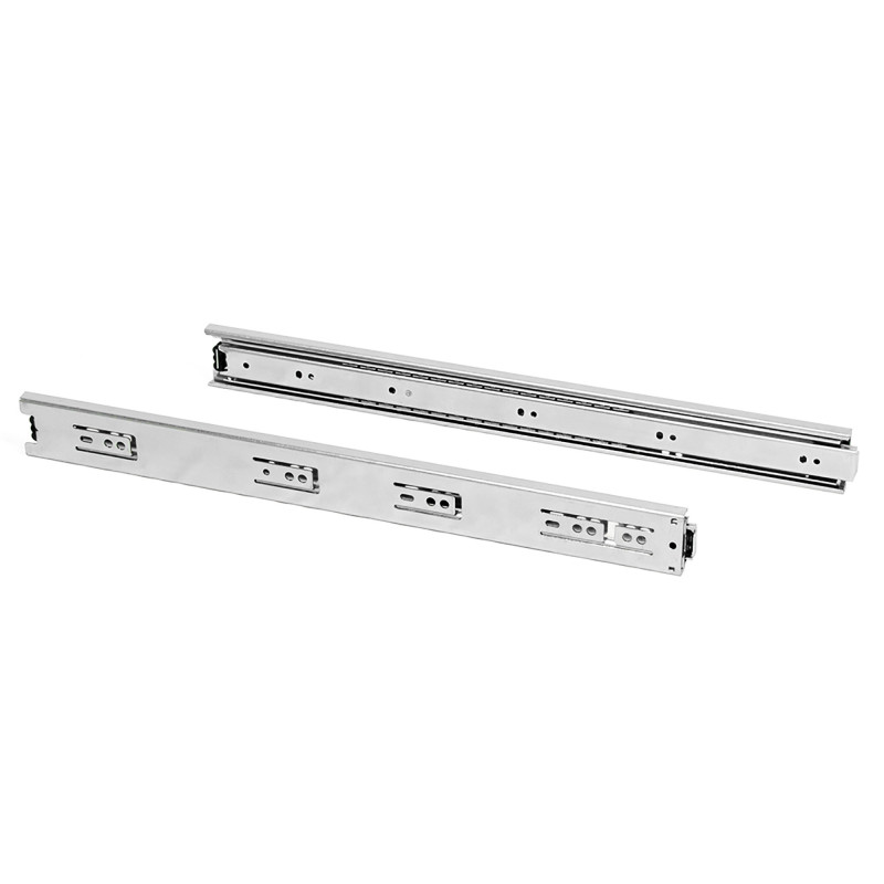 Set di guide a sfera per cassetti a estrazione totale, altezza 45 mm, lunghezza 400 mm, Acciaio, Zincato bianco