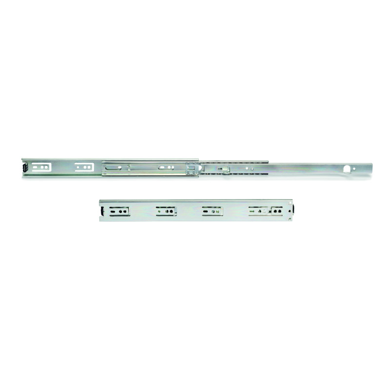 Set di guide a sfere per cassetti con estrazione totale, altezza 45 mm, lunghezza 600 mm, Acciaio, Zincato bianco