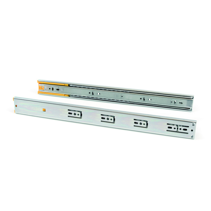 Set di guide a sfere per cassetti con estrazione totale e chiusura soft, altezza 45 mm, lunghezza 450 mm, Acciaio, Zincato