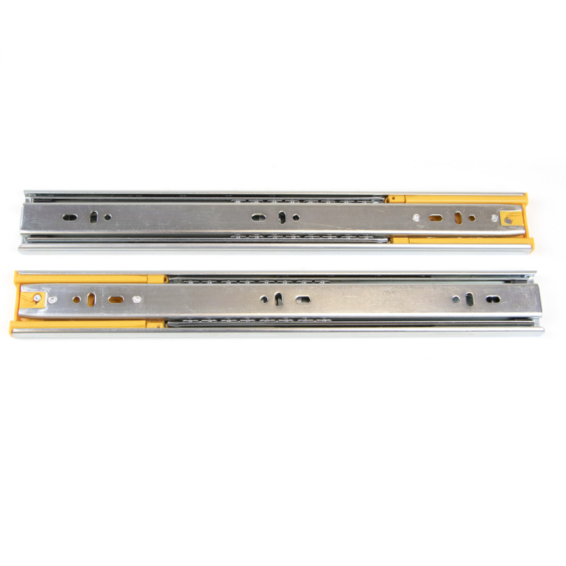 Set di guide a sfere per cassetti con estrazione totale e chiusura soft, altezza 45 mm, lunghezza 400 mm, Acciaio, Zincato
