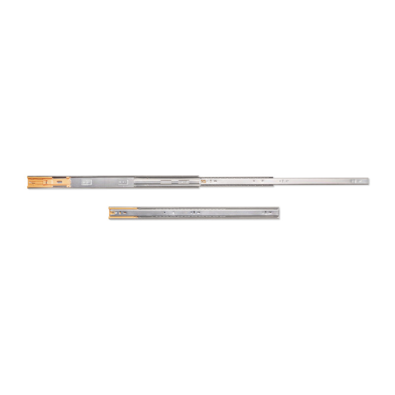 Set di guide a sfere per cassetti con estrazione totale e chiusura soft, altezza 45 mm, lunghezza 650 mm, Acciaio, Zincato