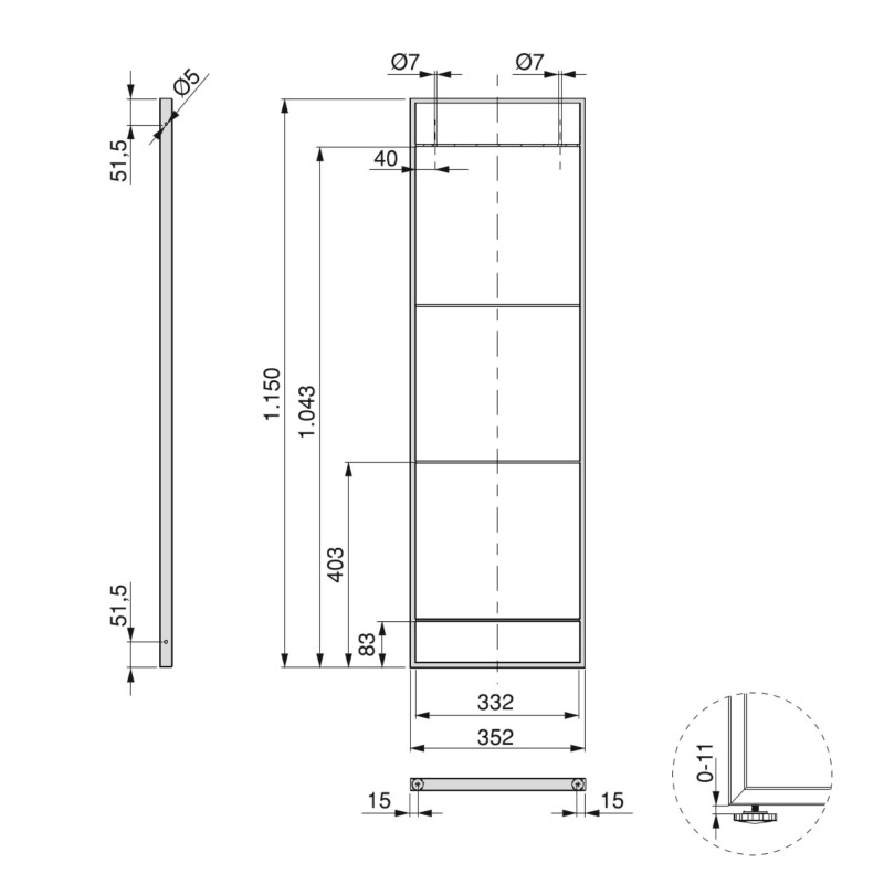 Kit di scaffali Lader con struttura e ripiani, altezza 1150 mm, Acciaio, Verniciato nero e Legno